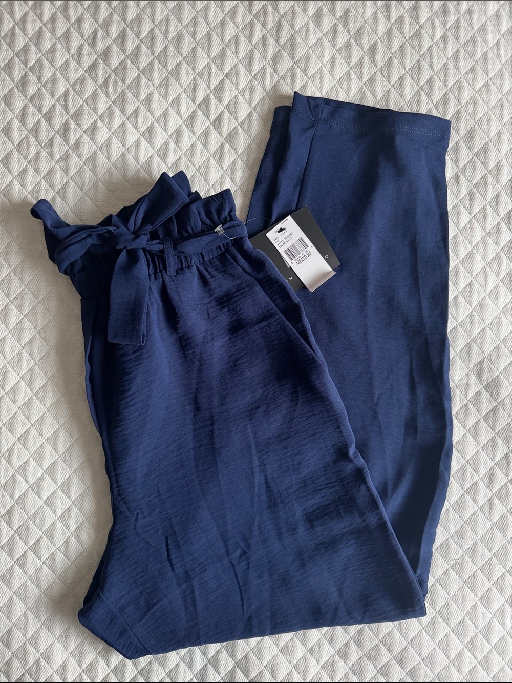 I.N. San Francisco Navy Paperbag-Waist Jogger Leg Pants